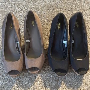 2 Pair bundle Mossimo Peep Toe Wedges